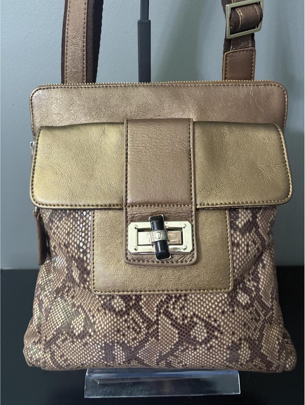 Original by Sharif 1827 Metallic Gold Reptile Crossbody Bag - Picture 2 of 9